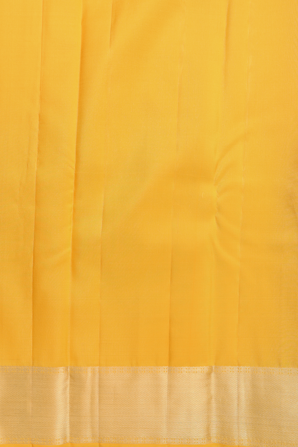 Kanchipuram Silk Saree In Royal Yellow With Jacquard Pattern