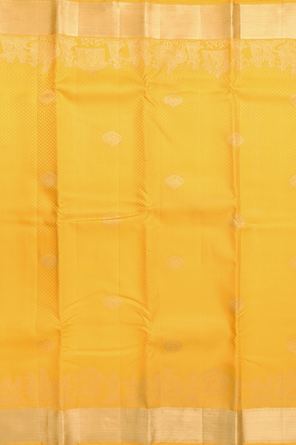 Kanchipuram Silk Saree In Royal Yellow With Jacquard Pattern