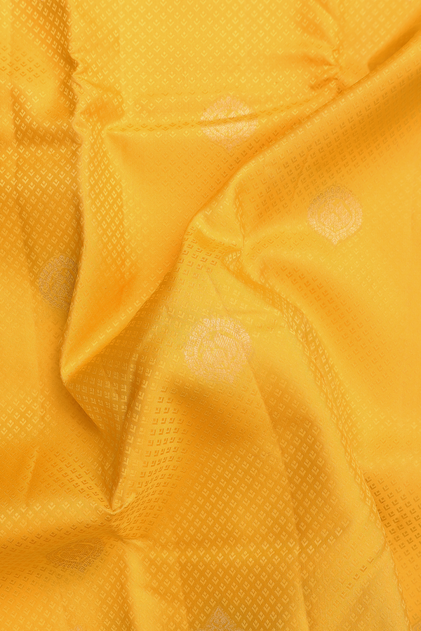 Kanchipuram Silk Saree In Royal Yellow With Jacquard Pattern