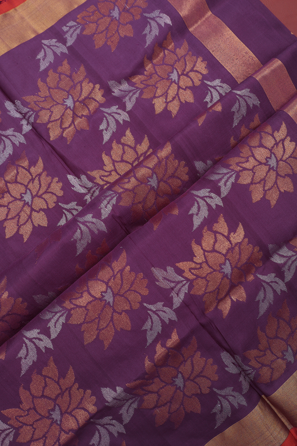 Uppada Silk Saree In Grape Purple With Zari Buttas