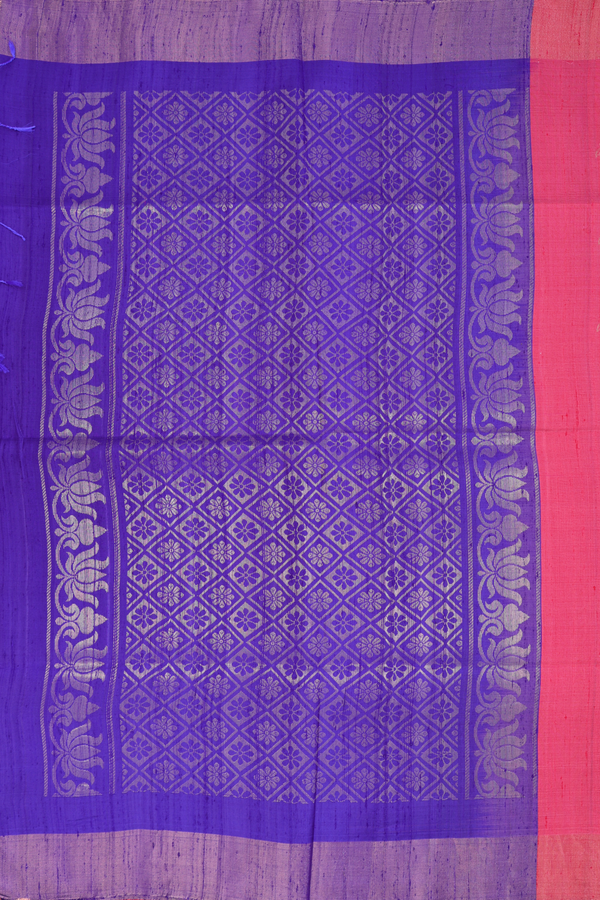 Raw Silk Saree In Coral Red With Floral Buttas