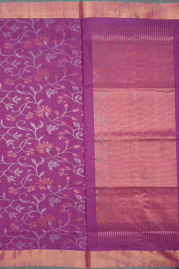 Uppada Silk Saree In Purple With Paisley Design