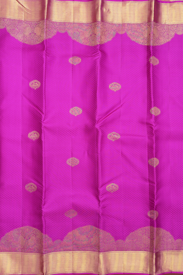 Kanchipuram Silk Saree In Purple With Jacquard Pattern