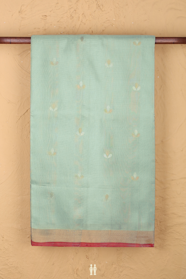 Uppada Silk Saree In Pale Green With Zari Buttas