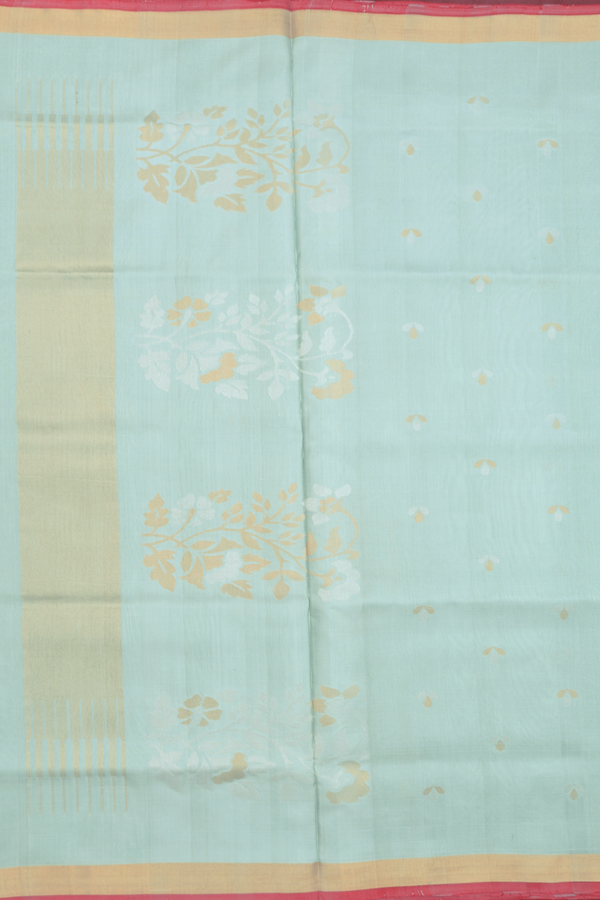 Uppada Silk Saree In Pale Green With Zari Buttas