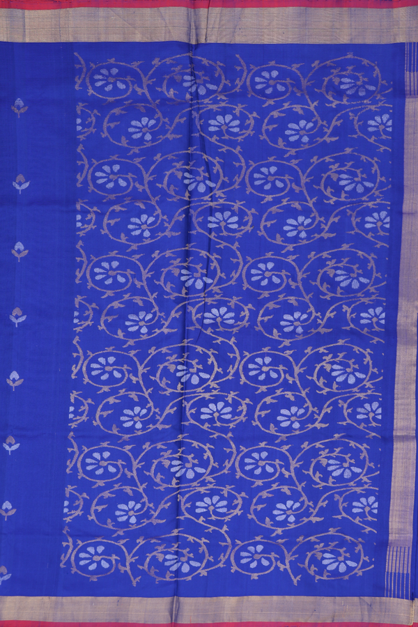 Uppada Silk Saree In Royal Blue With Floral Buttas