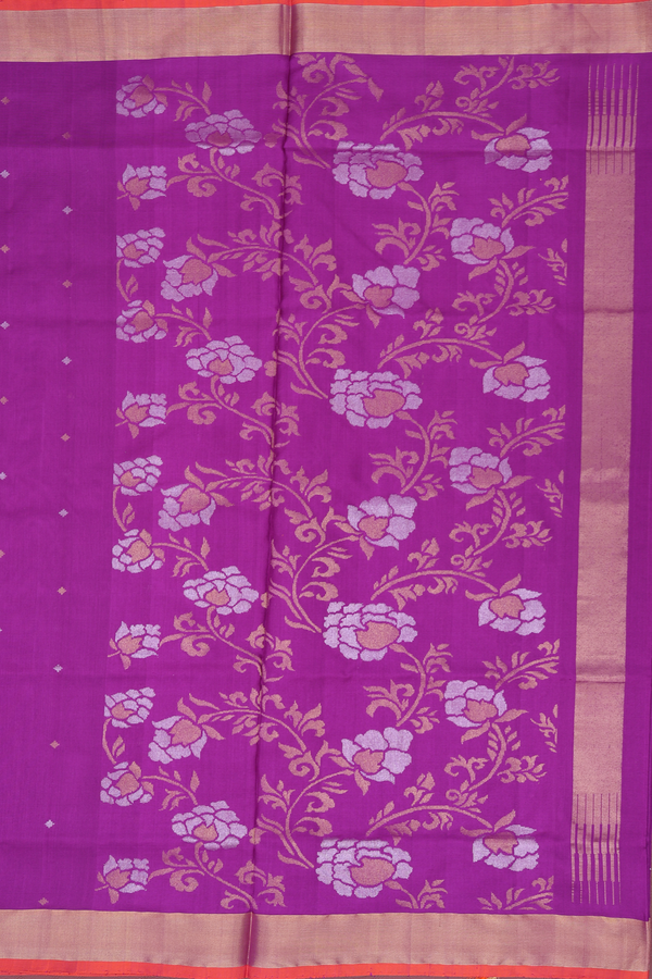 Uppada Silk Saree In Purple With Zari Buttis