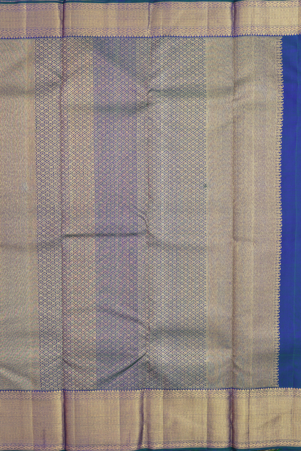 Kanchipuram Silk Saree In Prussian Blue With Brocade Design