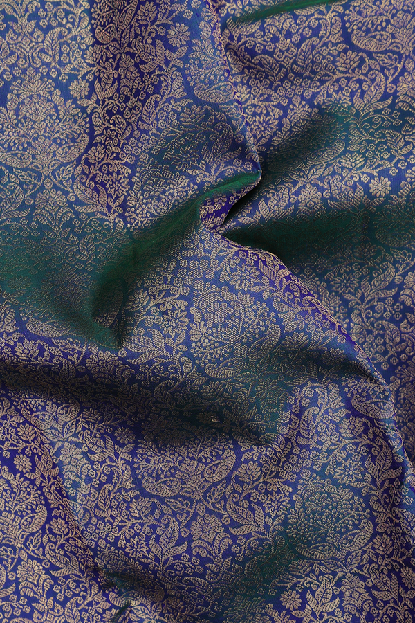 Kanchipuram Silk Saree In Prussian Blue With Brocade Design