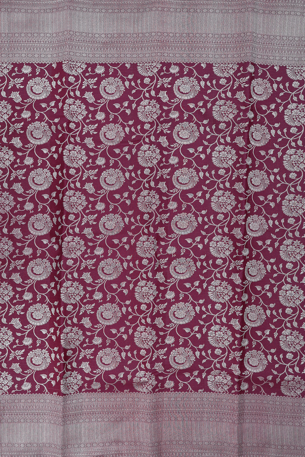 Kanchipuram Silk Saree In Plum Purple With Floral Design