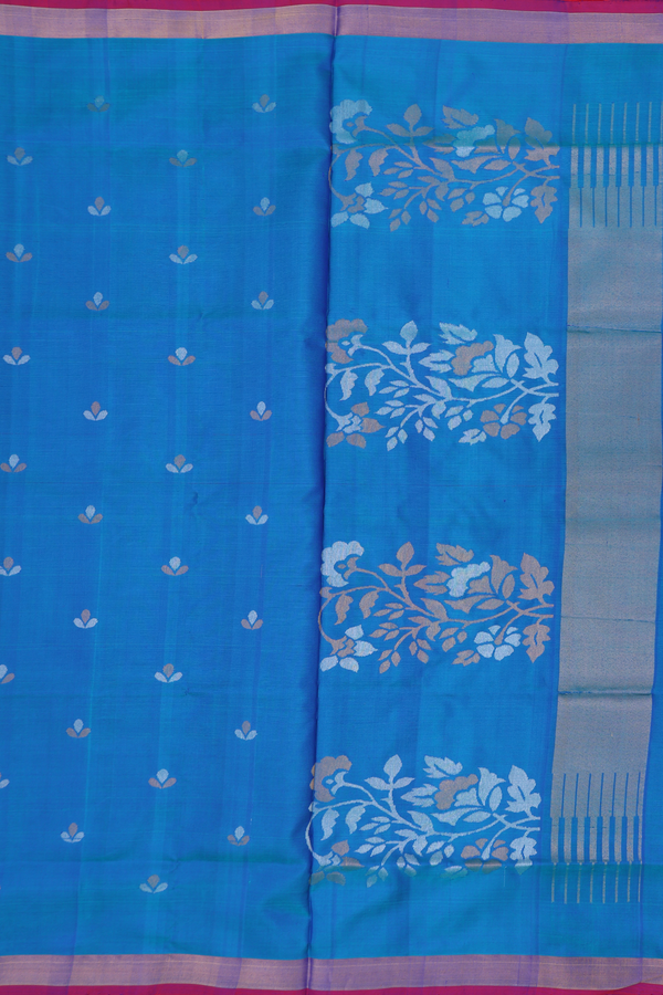 Uppada Silk Saree In Blue With Zari Buttas