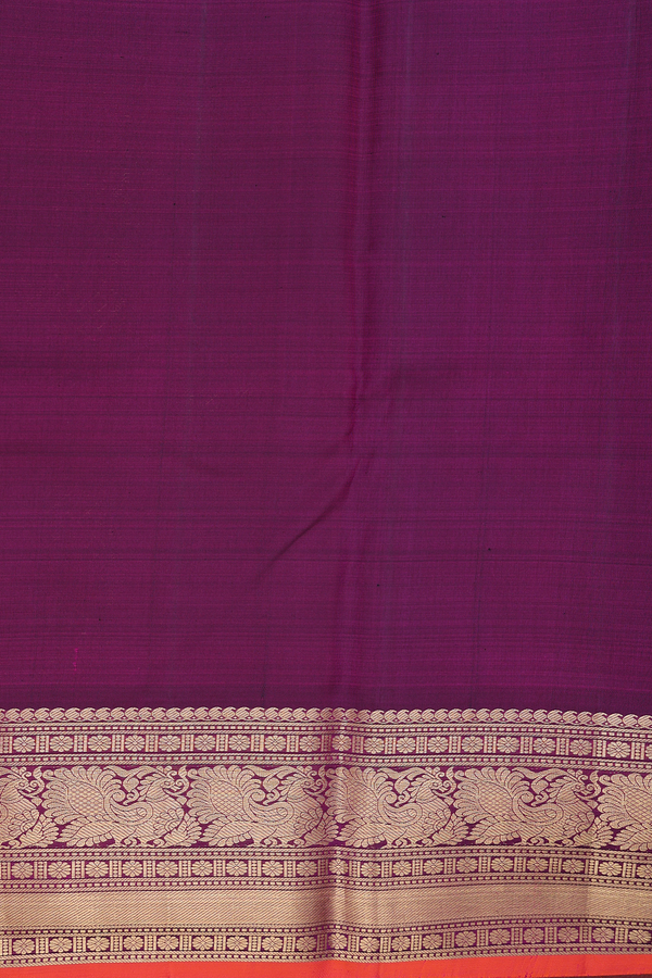 Kanchipuram Silk Saree In Plum Purple With Diagonal Design