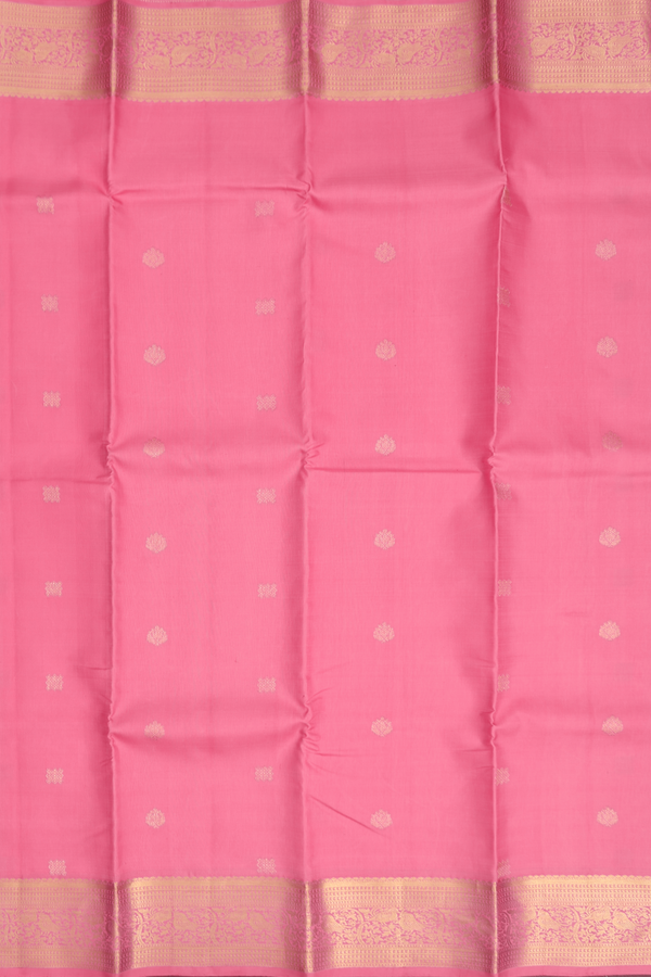 Kanchipuram Silk Saree In Pink With Kolam Buttas