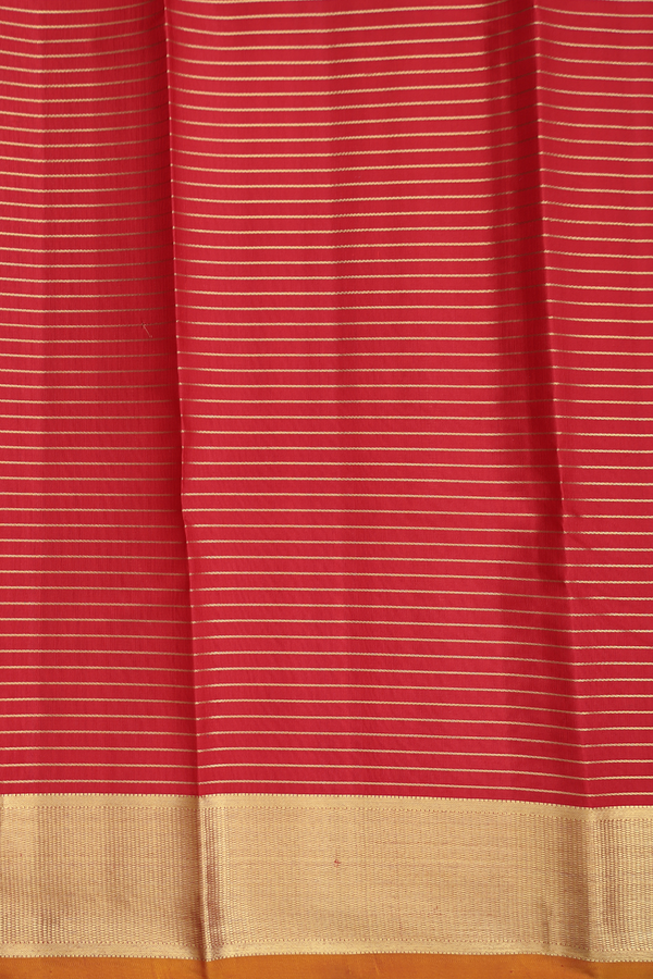 Kanchipuram Silk Saree In Scarlet Red With Checks Design