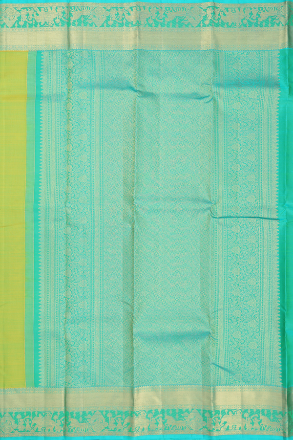 Kanchipuram Silk Saree In Parrot Green With Zari Motifs