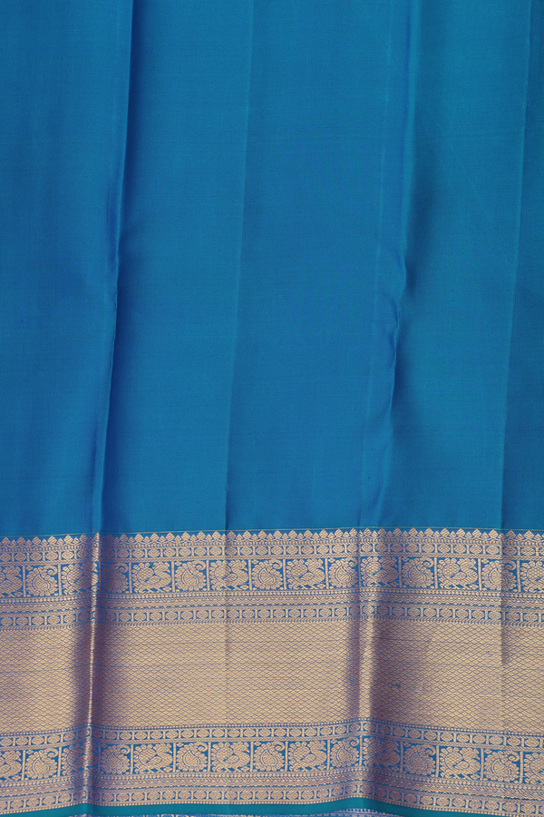 Kanchipuram Silk Saree In Cobalt Blue With Brocade Design