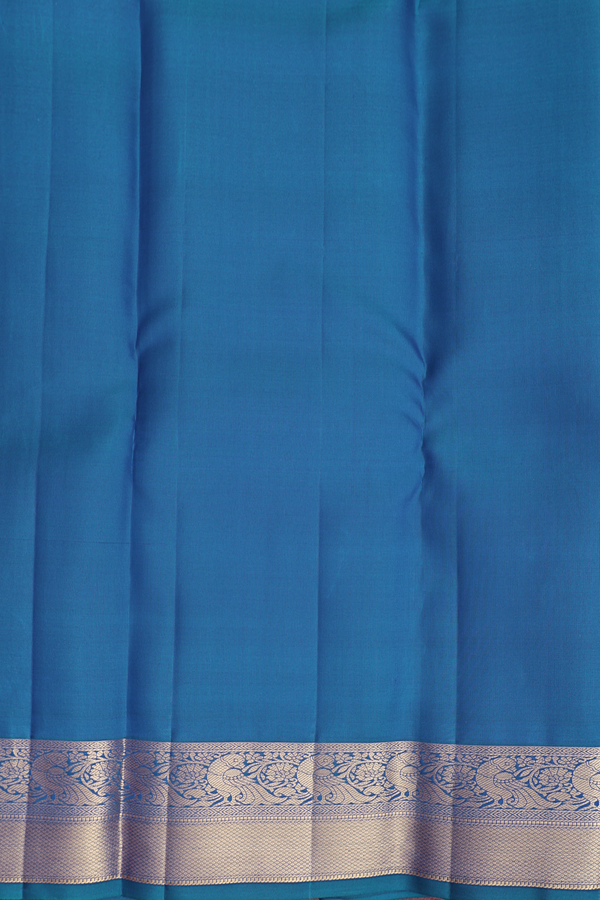 Kanchipuram Silk Saree In Prussian Blue With Brocade Design