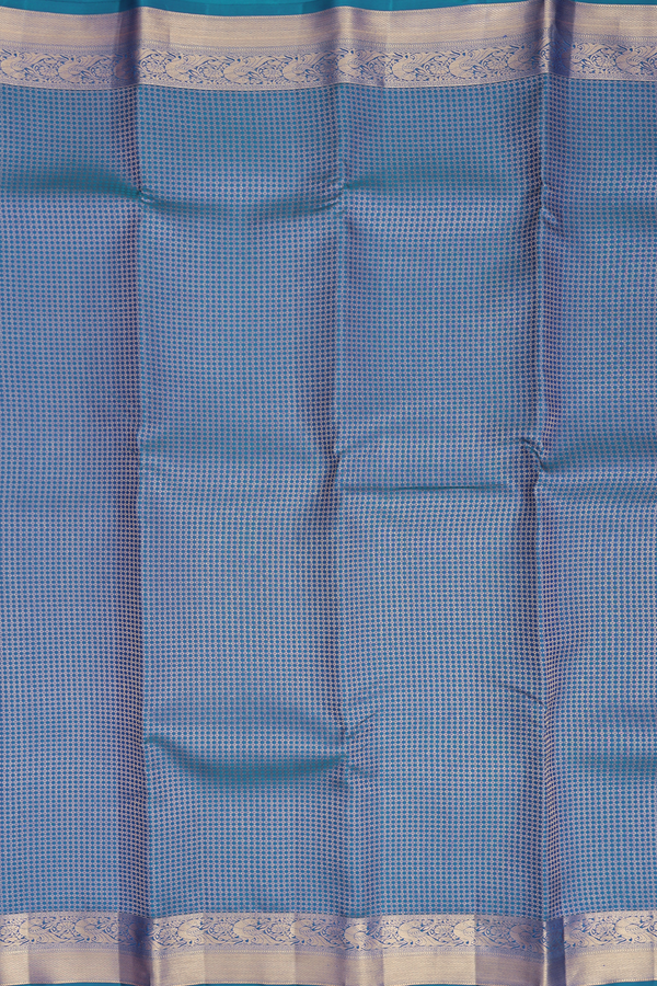 Kanchipuram Silk Saree In Prussian Blue With Brocade Design