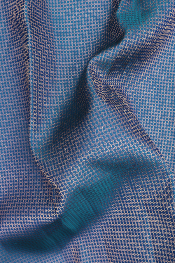 Kanchipuram Silk Saree In Prussian Blue With Brocade Design