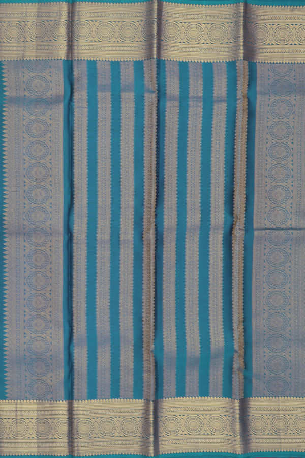 Kanchipuram Silk Saree In Orange With Checks Design
