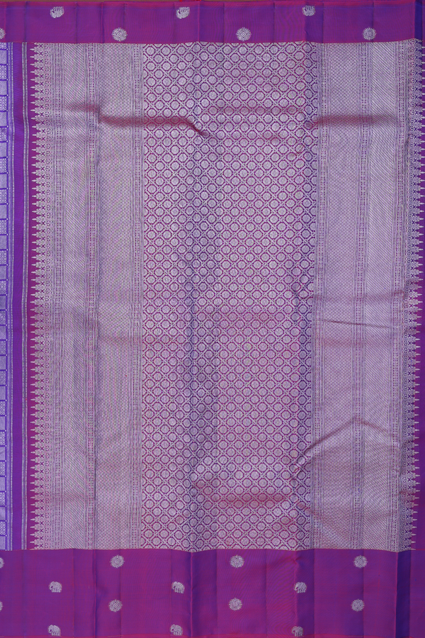 Kanchipuram Silk Saree In Purple With Geometric Design