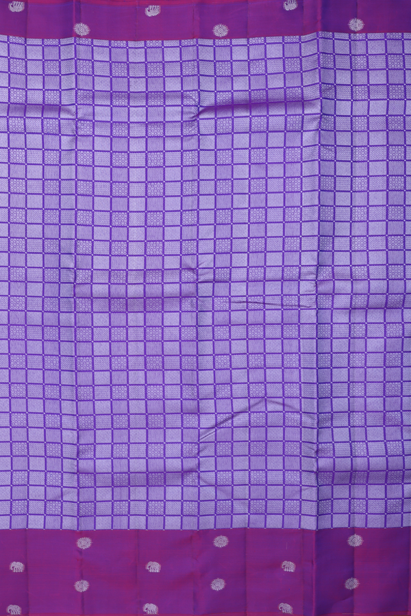 Kanchipuram Silk Saree In Purple With Geometric Design