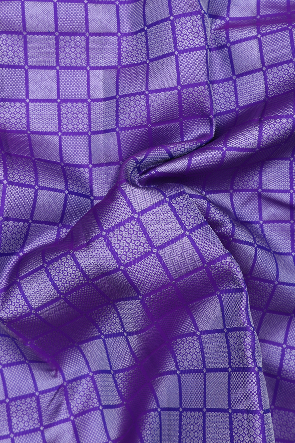 Kanchipuram Silk Saree In Purple With Geometric Design