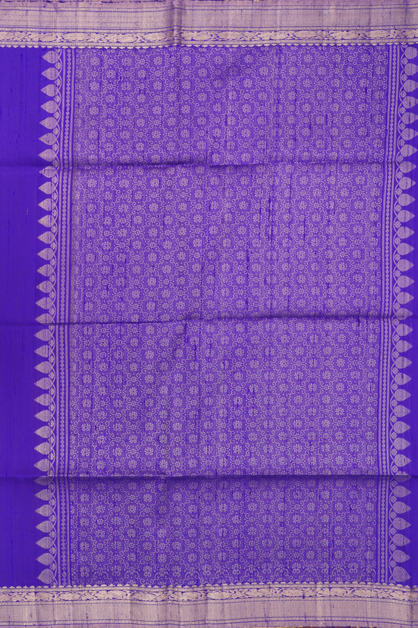 Raw Silk Saree In Royal Purple With Floral Buttas