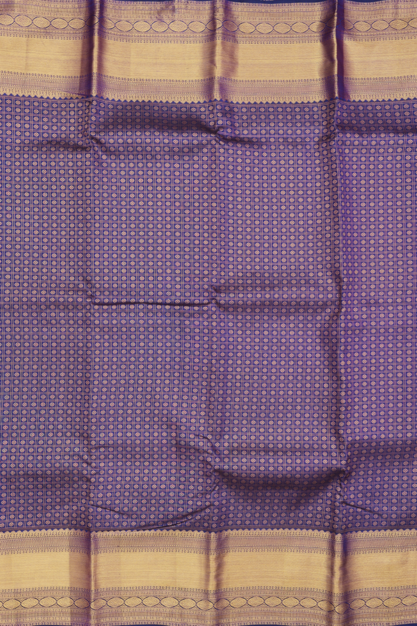 Kanchipuram Silk Saree In Royal Blue With Checks Design