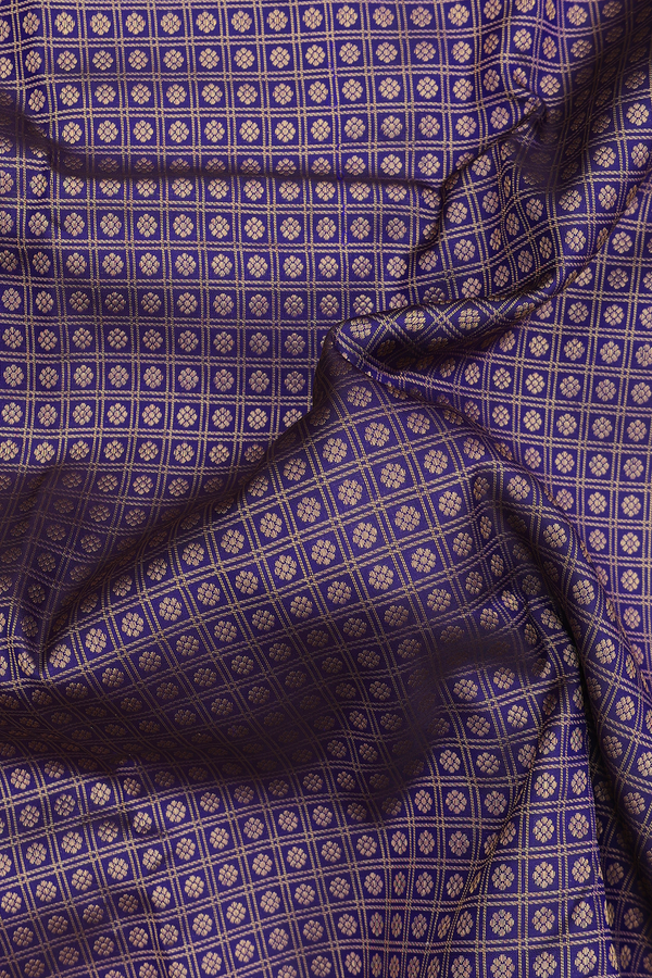Kanchipuram Silk Saree In Royal Blue With Checks Design