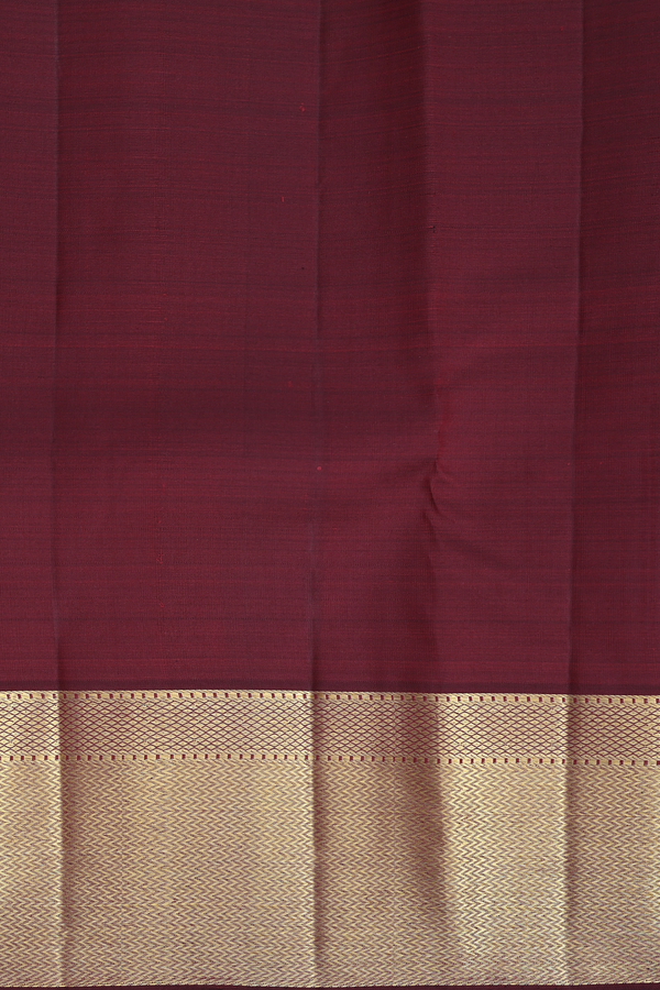 Kanchipuram Silk Saree In Dark Maroon With Brocade Design