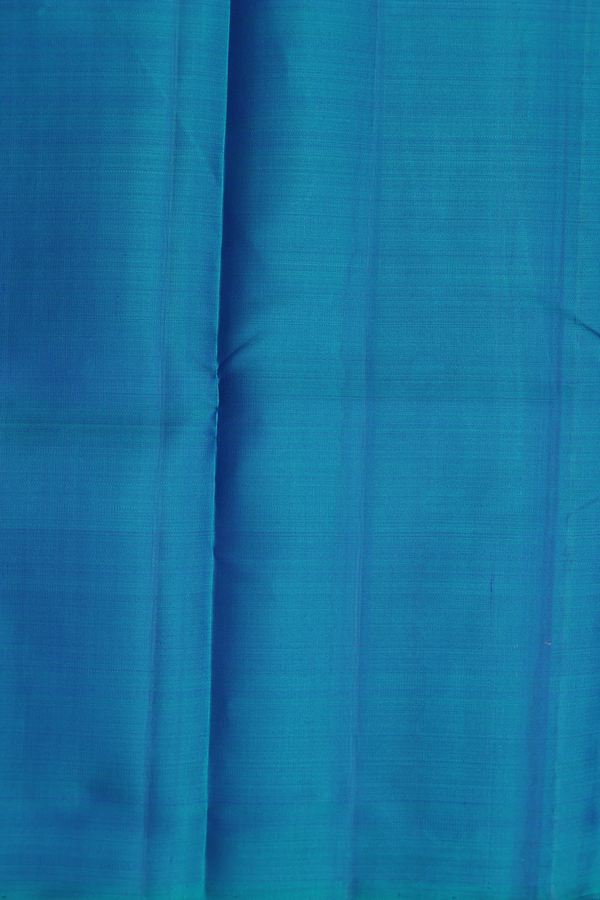 Kanchipuram Silk Saree In Cobalt Blue With Stripes Design