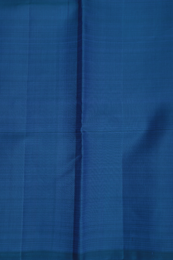 Kanchipuram Silk Saree In Cobalt Blue With Stripes Design