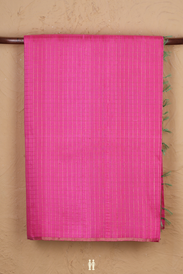 Raw Silk Saree In Pink With Checks Design