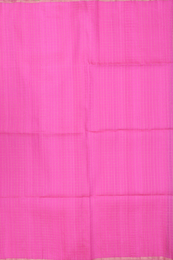 Raw Silk Saree In Pink With Checks Design