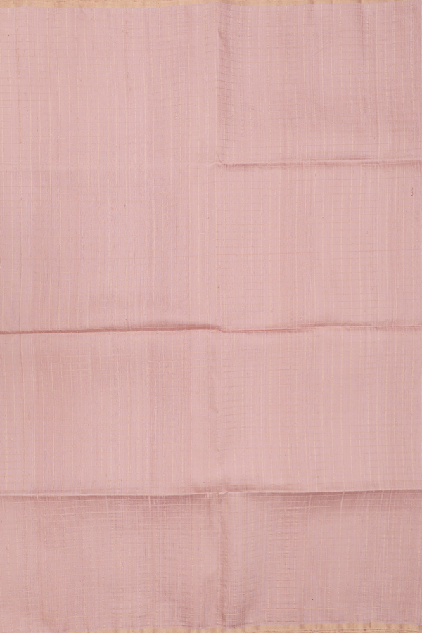 Raw Silk Saree In Tan Brown With Checks Design