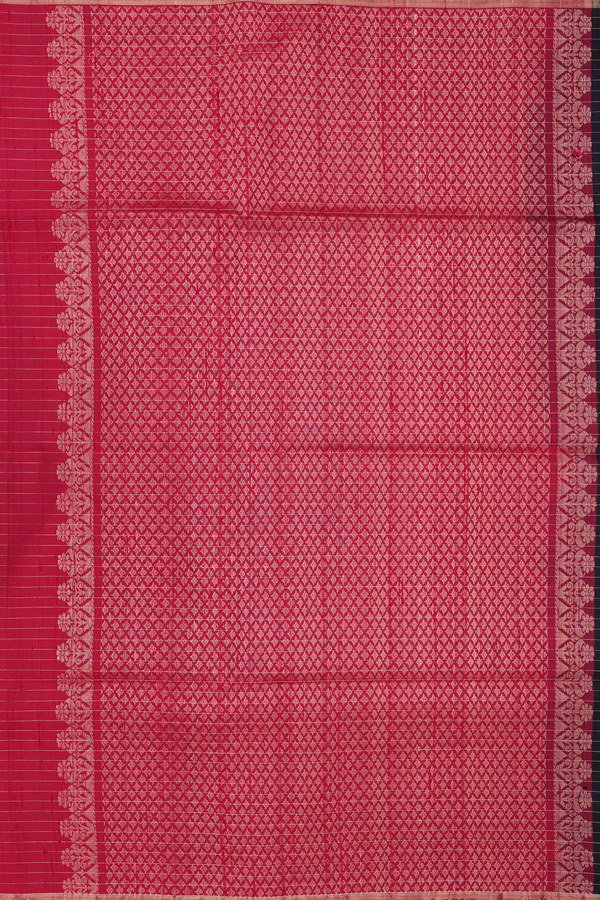 Raw Silk Saree In Black With Checks Design