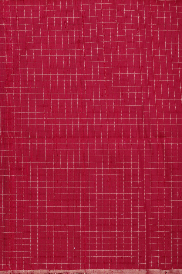 Raw Silk Saree In Black With Checks Design