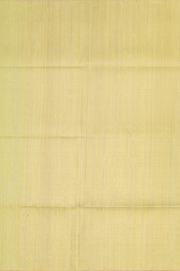 Raw Silk Saree In Light Yellow With Checks Design