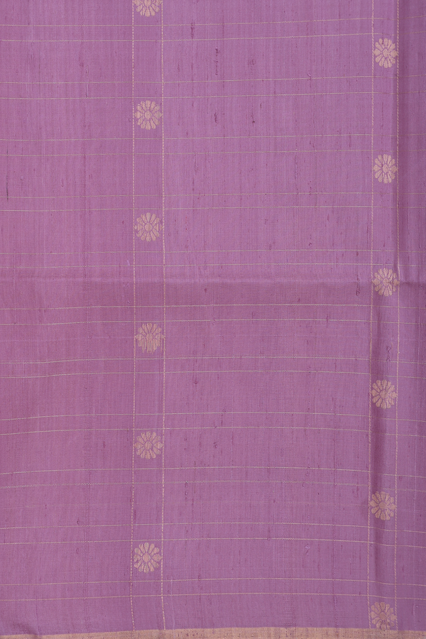 Raw Silk Saree In Light Yellow With Checks Design