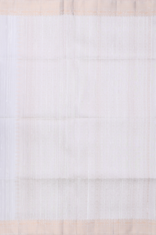 Raw Silk Saree In White With Floral Buttis