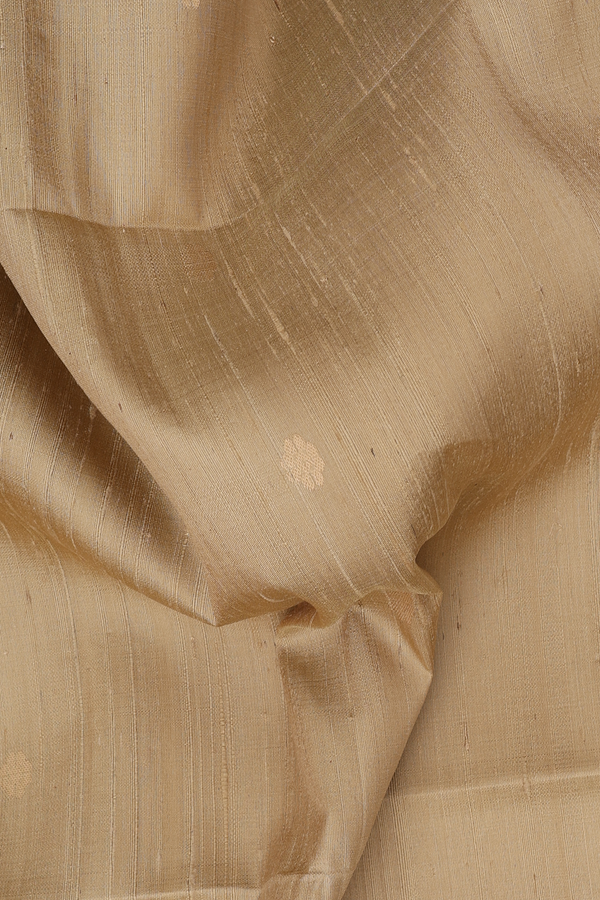 Raw Silk Saree In Khaki With Floral Buttas