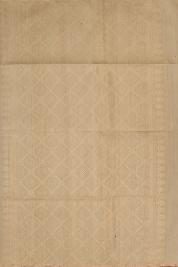 Raw Silk Saree In Khaki With Floral Buttas