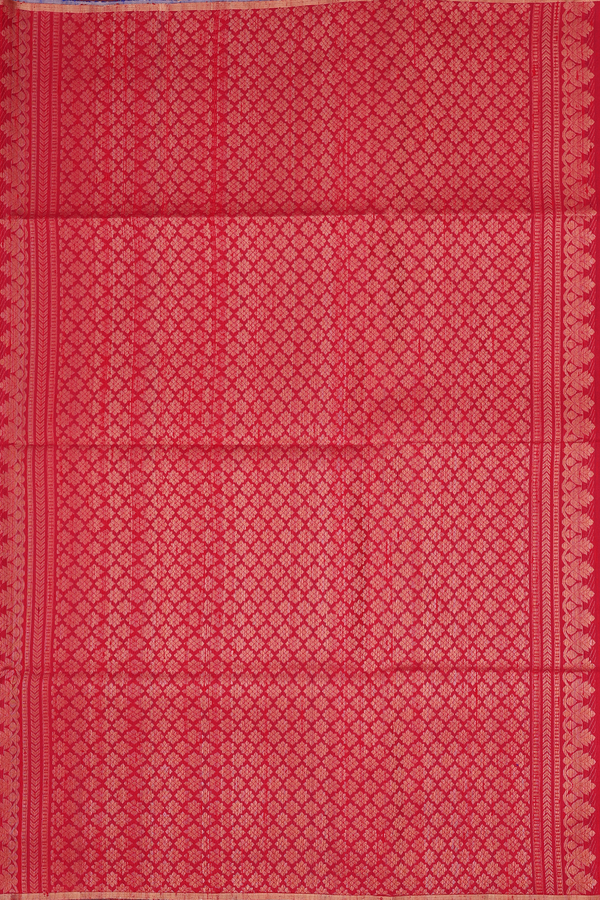 Raw Silk Saree In Scarlet Red With Floral Buttas