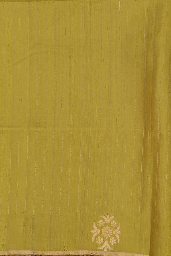 Raw Silk Saree In Black With Stripes Design