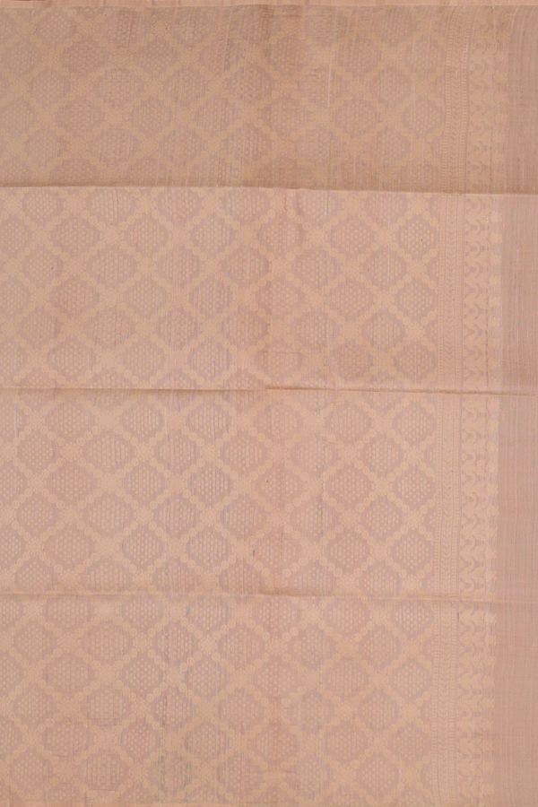 Raw Silk Saree In Sand Brown With Floral Buttas
