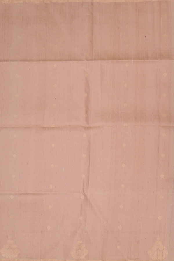 Raw Silk Saree In Sand Brown With Floral Buttas