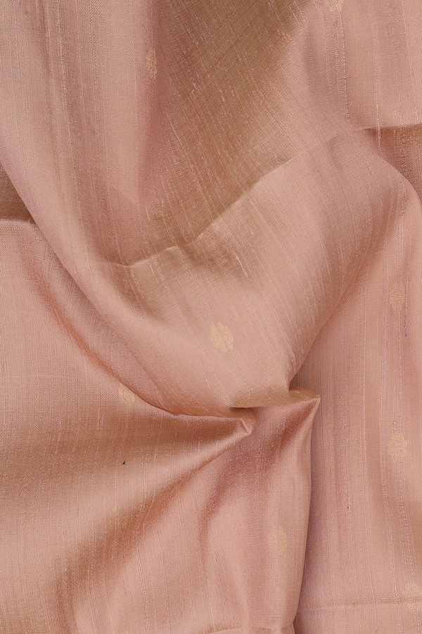 Raw Silk Saree In Sand Brown With Floral Buttas