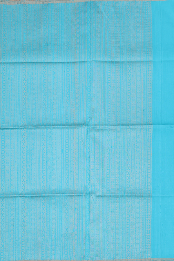Raw Silk Saree In Greenish Grey With Contrast Pallu
