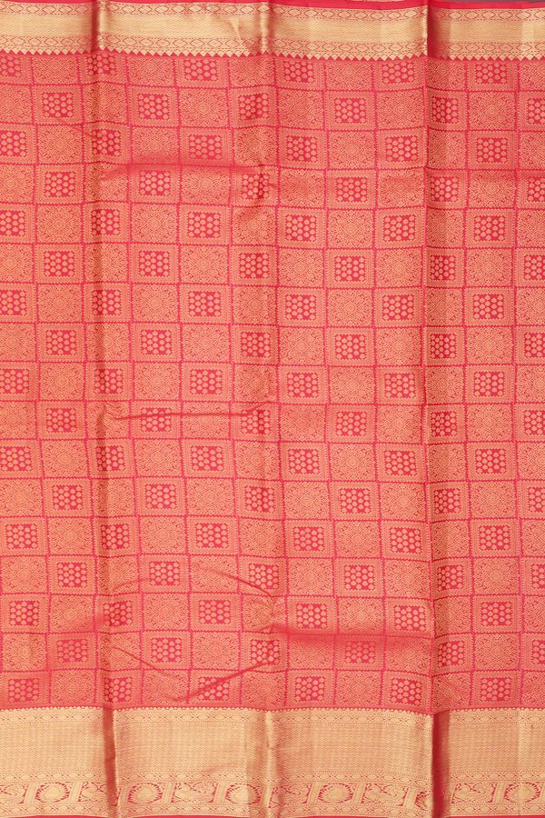 Kanchipuram Silk Saree In Red With Brocade Design
